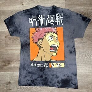 Jujutsu Kaisen Anime Graphic T-Shirt Black Gray Tie Dye Men’s M